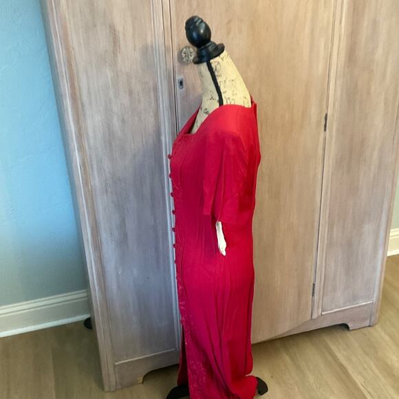 NWT Vintage Casual Corner 90’s Red Midi Dress Pretty Woman Hailey Rich Mom Sz 10 - Picture 9 of 16